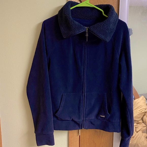Calvin Klein performance fleece quick dry jacket w/Thumbholes Navy Blue - Picture 1 of 13